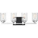 Redmond 4 Light 27.5 inch Matte Black with Polished Chrome Accents Vanity Light Wall Light
