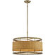 Arcadia 6 Light 22 inch Burnished Brass with Natural Rattan Pendant Ceiling Light