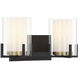 Eaton 2 Light 15 inch Matte Black with Warm Brass Accents Vanity Light Wall Light