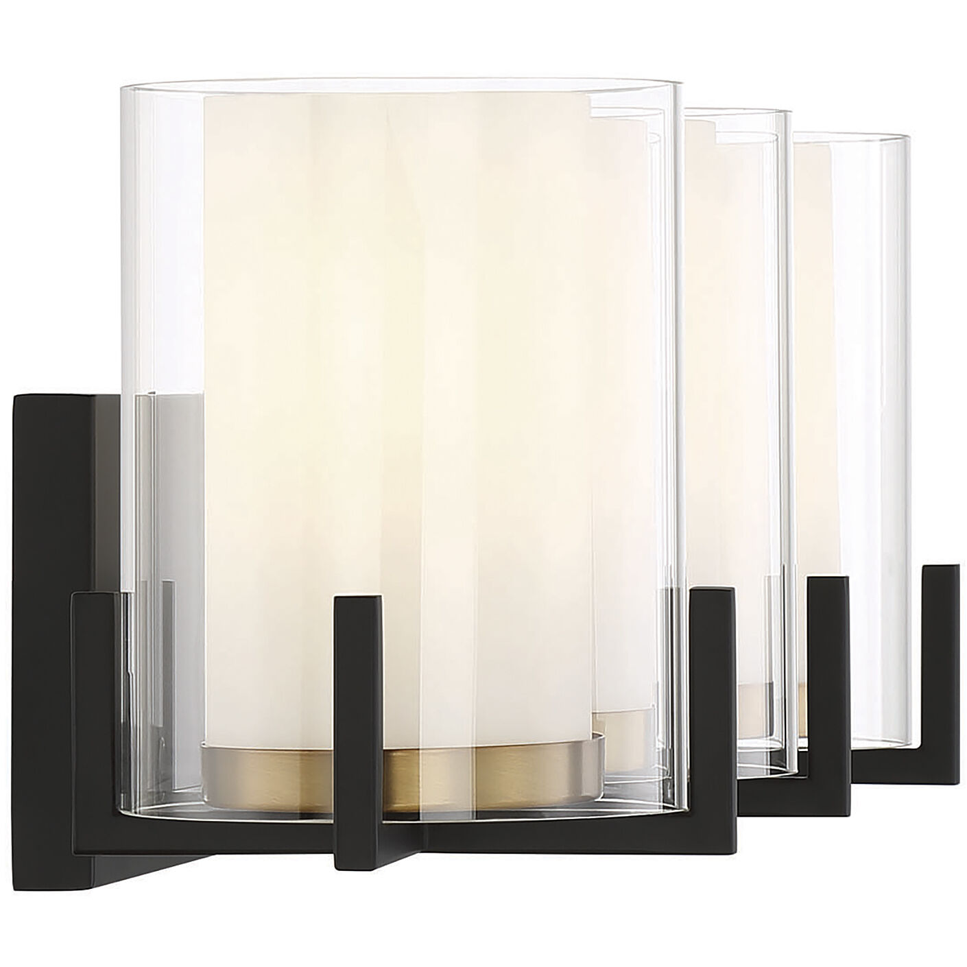 Eaton 3 Light 24 inch Black with Warm Brass Accents Bathroom Vanity Light Wall Light