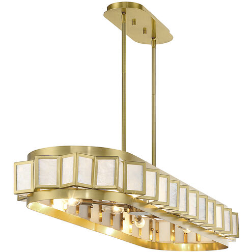 Gideon 8 Light 47.75 inch Warm Brass Linear Chandelier Ceiling Light