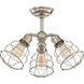 Scout 3 Light 23 inch Satin Nickel Semi-Flush Ceiling Light, Adjustable