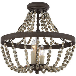 Mallory 3 Light 18 inch Fossil Stone Covertible SemiFlush Ceiling Light, Convertible