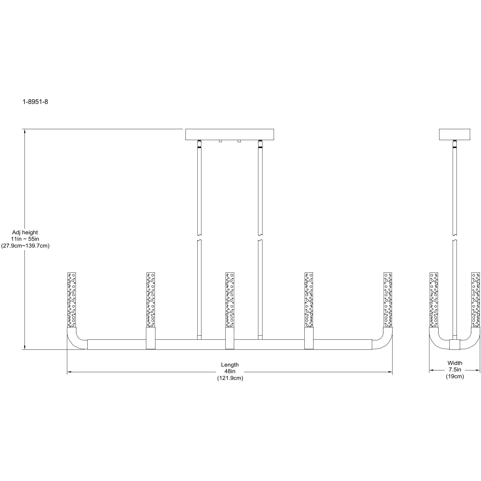 Del Mar LED 48 inch Warm Brass Linear Chandelier Ceiling Light
