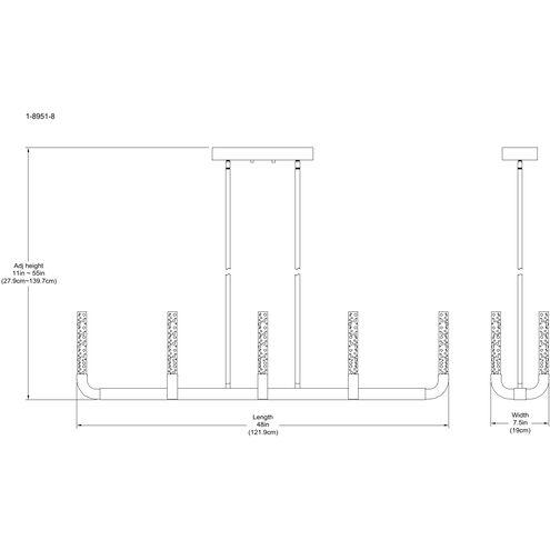 Del Mar LED 48 inch Warm Brass Linear Chandelier Ceiling Light