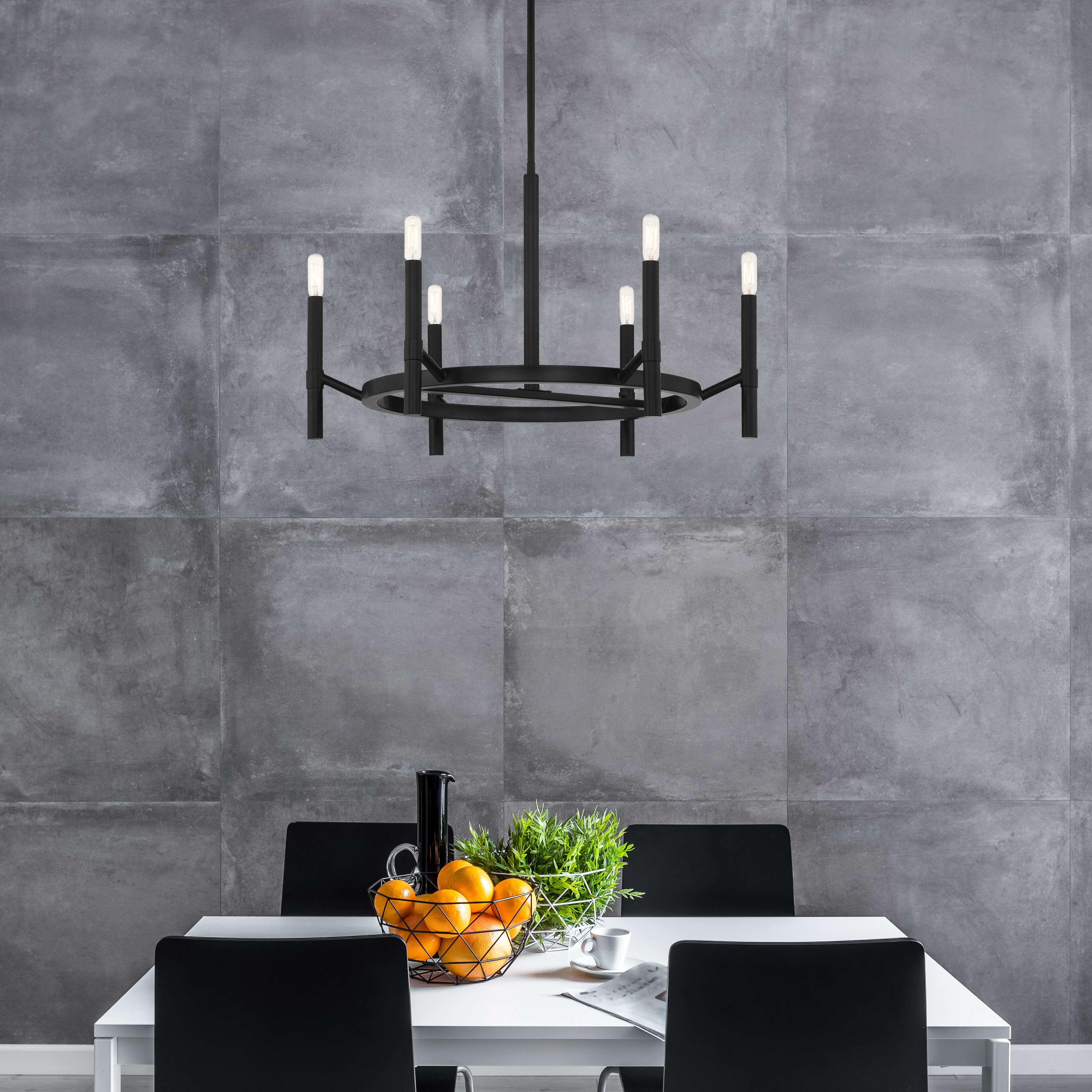 Padgett 6 Light 28 inch Matte Black Chandelier Ceiling Light