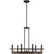 Icarus 6 Light 29 inch Burnished Brass with Walnut Chandelier Ceiling Light, Lighting One