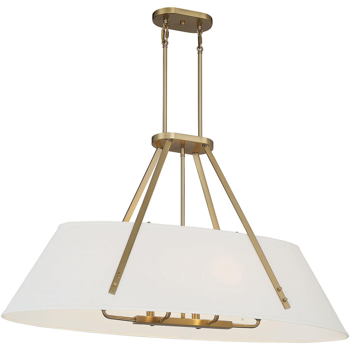 Newport 6 Light 42 inch Warm Brass Linear Chandelier Ceiling Light, Essentials