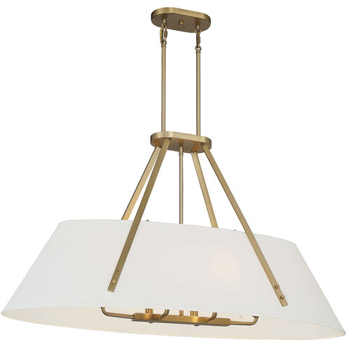 Newport 6 Light 42 inch Warm Brass Linear Chandelier Ceiling Light, Essentials