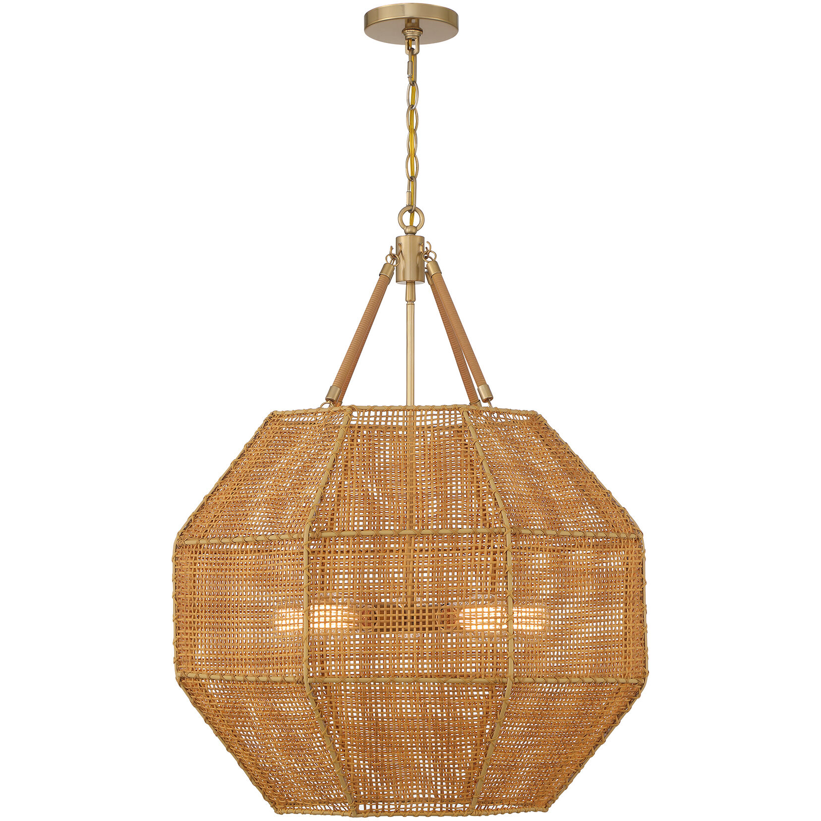 Selby 5 Light 25 inch Burnished Brass with Natural Rattan Pendant Ceiling Light
