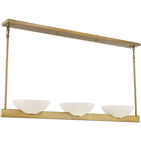 Fallon 3 Light 45 inch Warm Brass Linear Chandelier Ceiling Light, Essentials