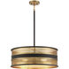 Eclipse 4 Light 22 inch Matte Black with Warm Brass Accents Pendant Ceiling Light
