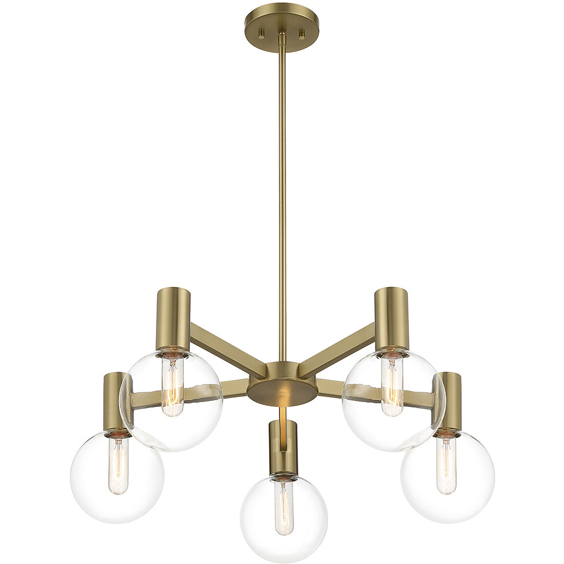 Wright 5 Light 28 inch Warm Brass Chandelier Ceiling Light