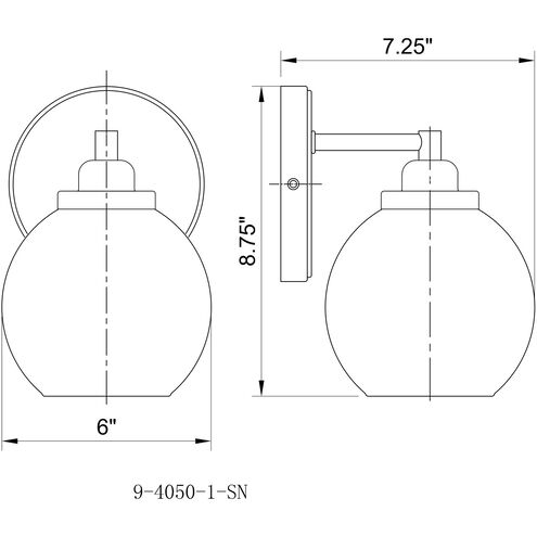 Carson 1 Light 5.5 inch Satin Nickel Bathroom Vanity Light Wall Light, Essentials