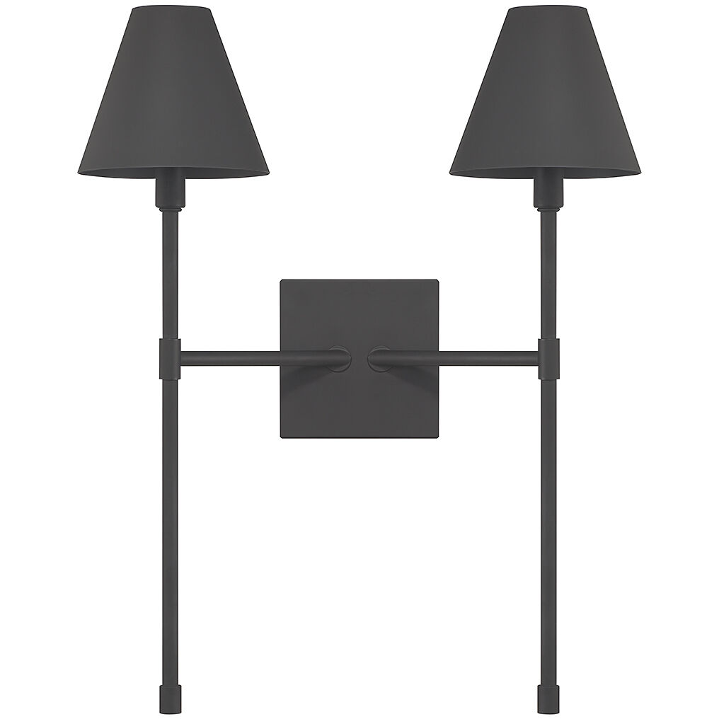 Jefferson 2 Light 16 inch Matte Black Wall Sconce Wall Light