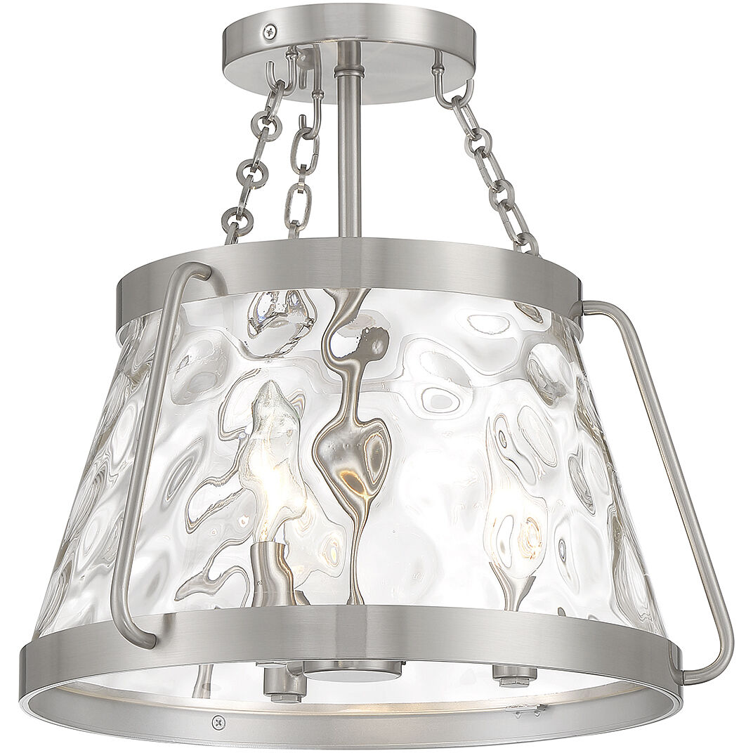 Crawford 3 Light 15 inch Satin Nickel Semi-Flush Ceiling Light