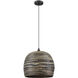 Jamsen 1 Light 15.75 inch Black Bamboo Pendant Ceiling Light