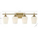 Octave 4 Light 28.75 inch Warm Brass Bathroom Vanity Light Wall Light, Essentials
