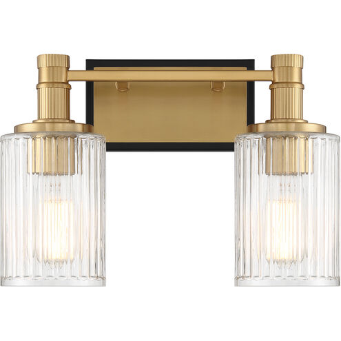 Concord 2 Light 15 inch Black with Warm Brass Accents Bathroom Vanity Light Wall Light