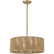 Ashe 4 Light 20 inch Warm Brass and Rope Pendant Ceiling Light