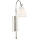 Rutland 11.5 inch 60 watt Polished Nickel Adjustable Wall Sconce Wall Light, Essentials
