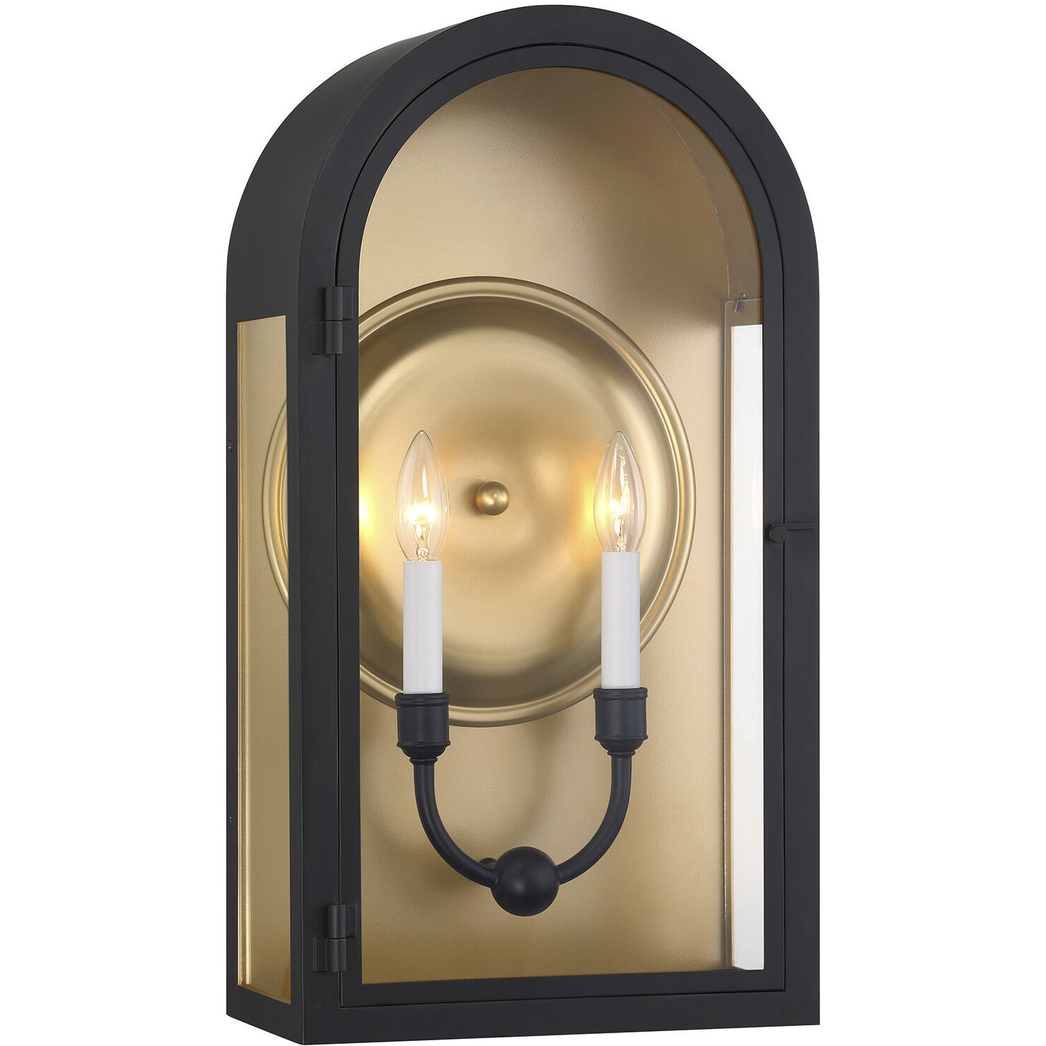 Grotto 2 Light 22.5 inch Matte Black with Vintage Gold Outdoor Wall Lantern