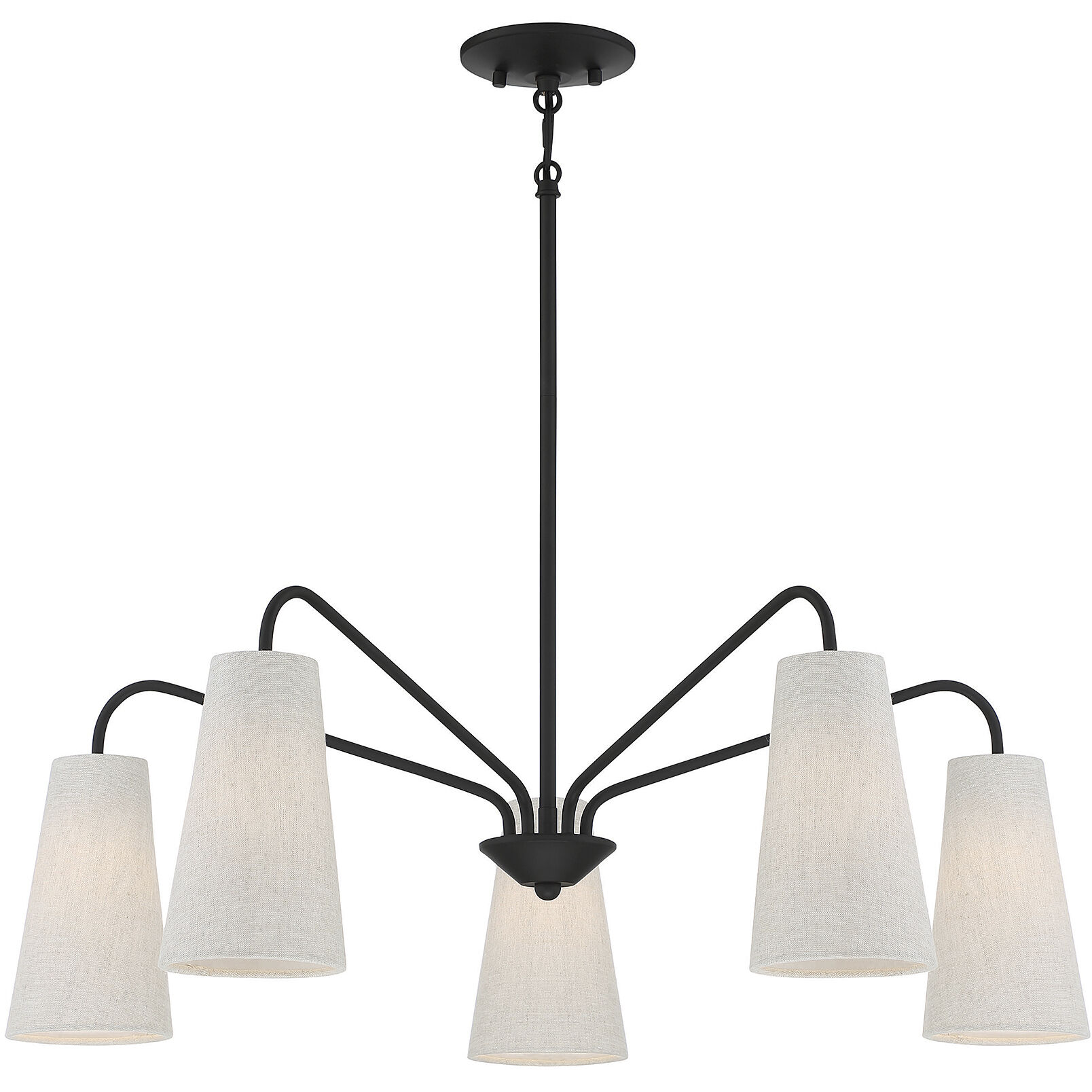 Edgewood 5 Light 32 inch Matte Black Chandelier Ceiling Light, Essentials