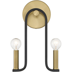 Archway 2 Light 9 inch Matte Black with Warm Brass ADA Wall Sconce Wall Light