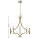Woodlawn 5 Light 28 inch Noble Brass Chandelier Ceiling Light