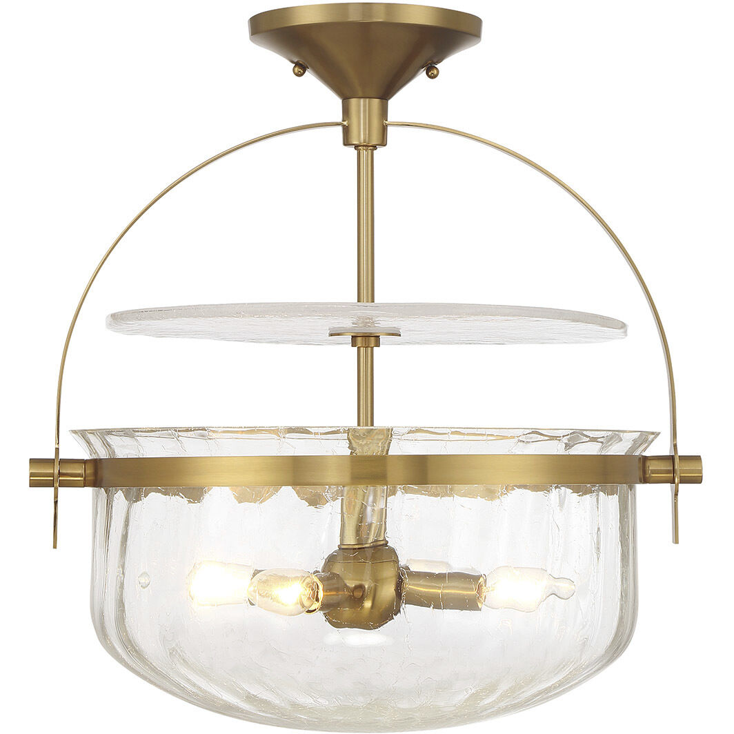 Denmar 4 Light 18 inch Warm Brass Covertible SemiFlush Ceiling Light