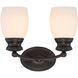 Elise 2 Light 12 inch English Bronze Bathroom Vanity Light Wall Light, Essentials