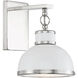Corning 1 Light 8 inch White with Polished Nickel Accents Wall Sconce Wall Light in White/Polished Nickel