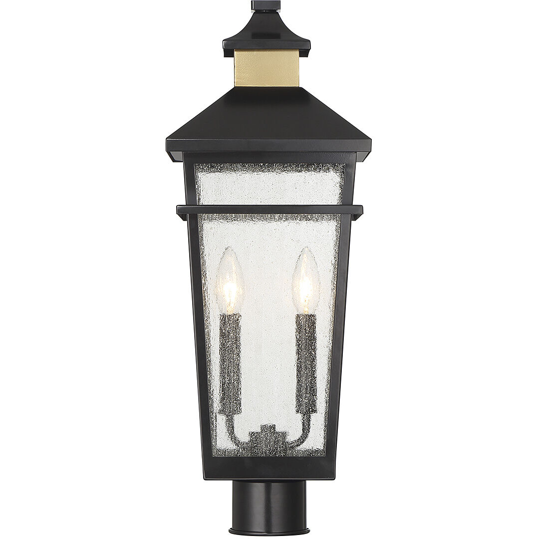Kingsley 2 Light 22.5 inch Black with Warm Brass Accents Outdoor Post Lantern