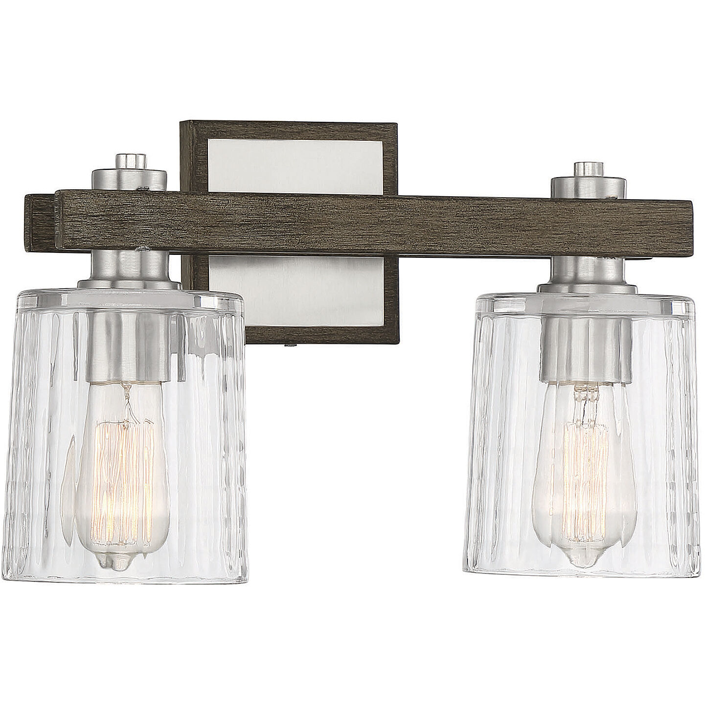Halifax 2 Light 15 inch Satin Nickel with Gray Wood Bathroom Vanity Light Wall Light in Satin Nickel/Gray Wood