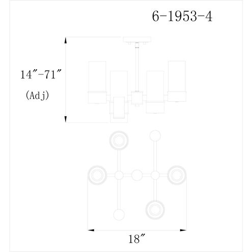 Reid 4 Light 20 inch Matte Black Semi-Flush Ceiling Light, Essentials