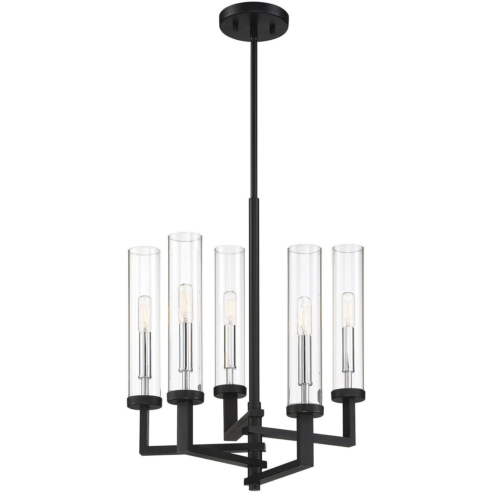Folsom 5 Light 18 inch Matte Black with Polished Chrome Accents Chandelier Ceiling Light, Adjustable