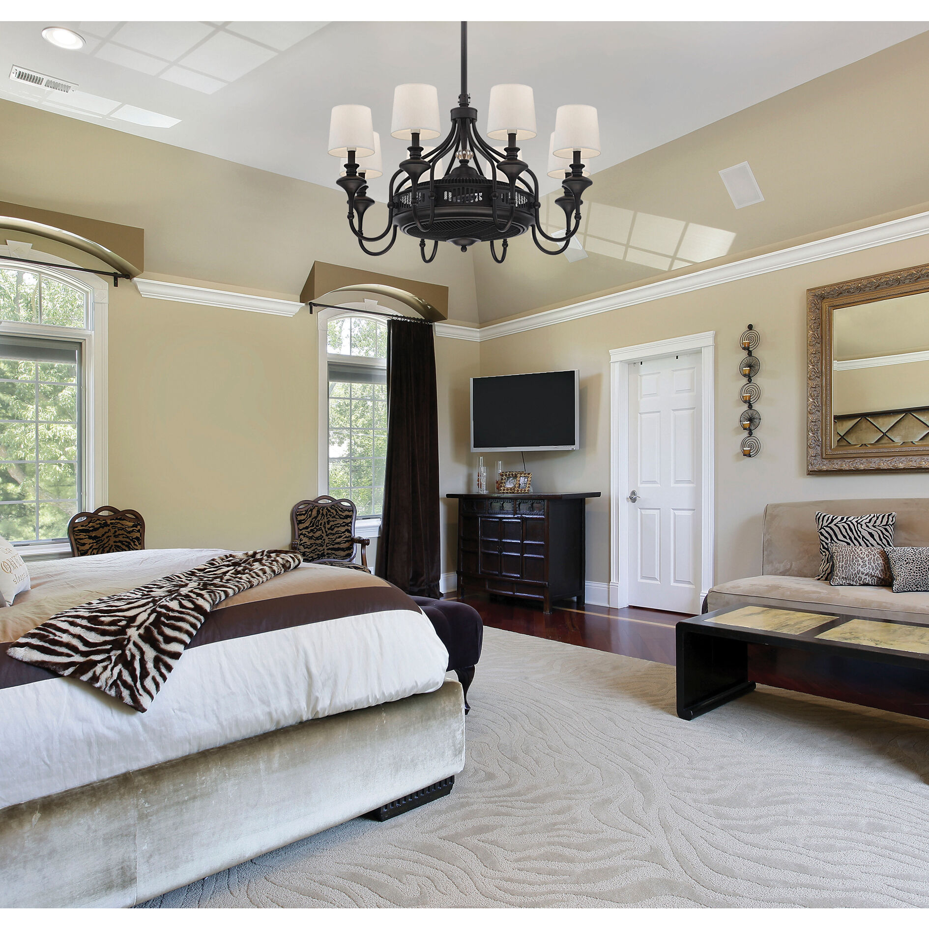 Brisa 14 inch English Bronze with Black Blades Fan D'Lier, Air-Ionizing