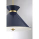 Lamar 3 Light 18 inch Navy Blue with Brass Accents Pendant Ceiling Light in Navy Blue/Brass
