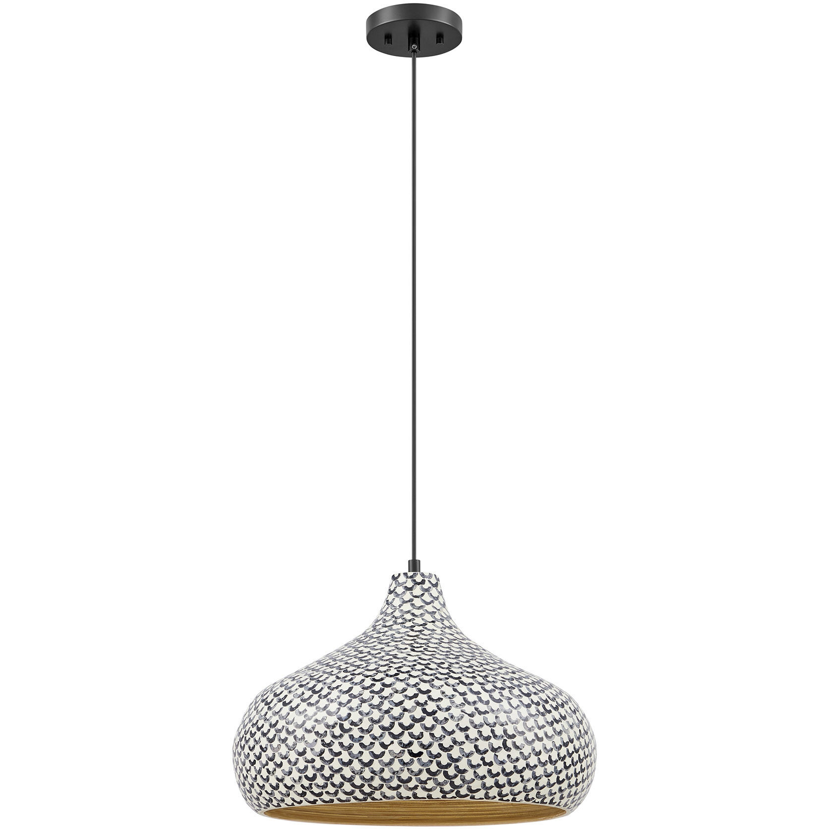 Jade 1 Light 18 inch Black and White Shell Pendant Ceiling Light