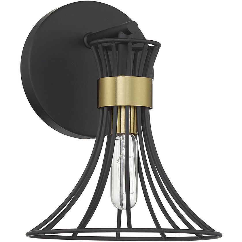 Breur 1 Light 7 inch Black with Warm Brass Accents Wall Sconce Wall Light