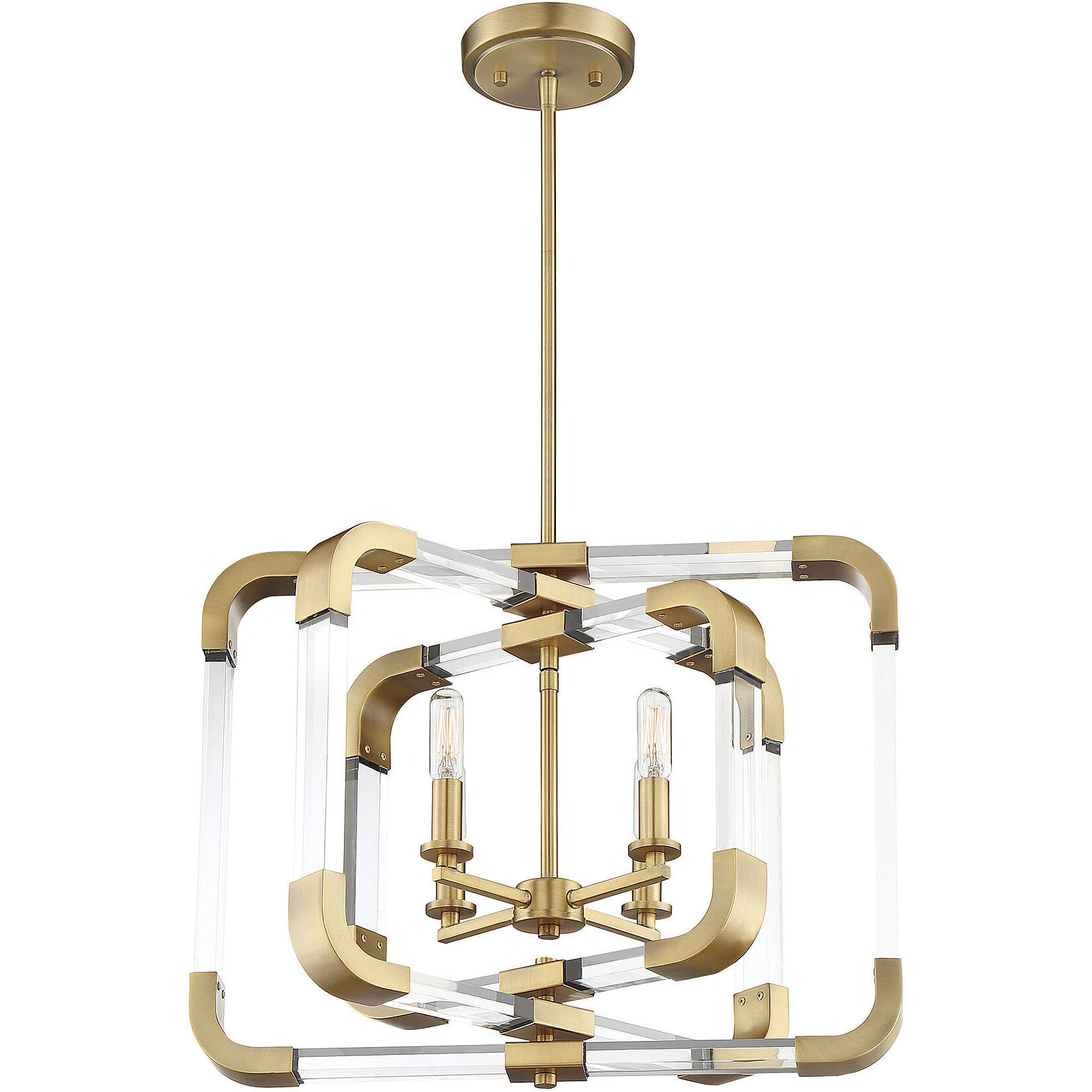 Rotterdam 4 Light 20 inch Warm Brass Convertible Semi-Flush or Pendant Ceiling Light, Essentials