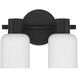 Strand 2 Light 10.25 inch Matte Black Bathroom Vanity Light Wall Light, Lighting One