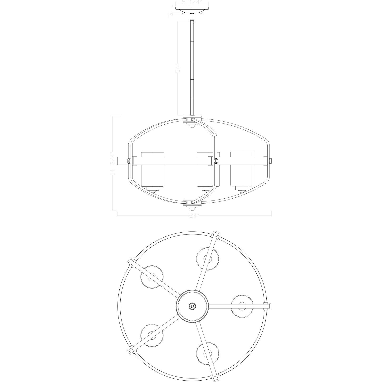 Kirkland 5 Light 24 inch English Bronze and Warm Brass Pendant Ceiling Light