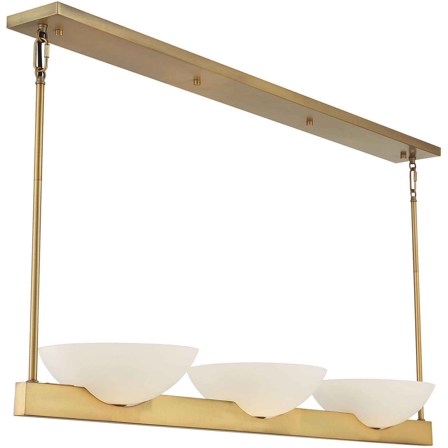 Fallon 3 Light 45 inch Warm Brass Linear Chandelier Ceiling Light, Essentials