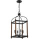 Eagen 4 Light 13 inch Darkwood with Black Accents Pendant Ceiling Light in Darkwood/Black