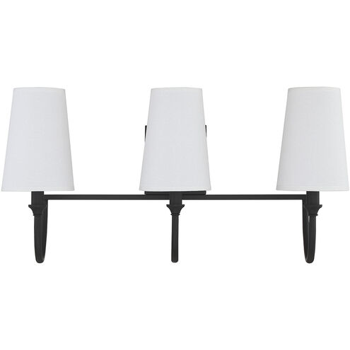 Cameron 3 Light 24 inch Matte Black Bathroom Vanity Light Wall Light, Essentials