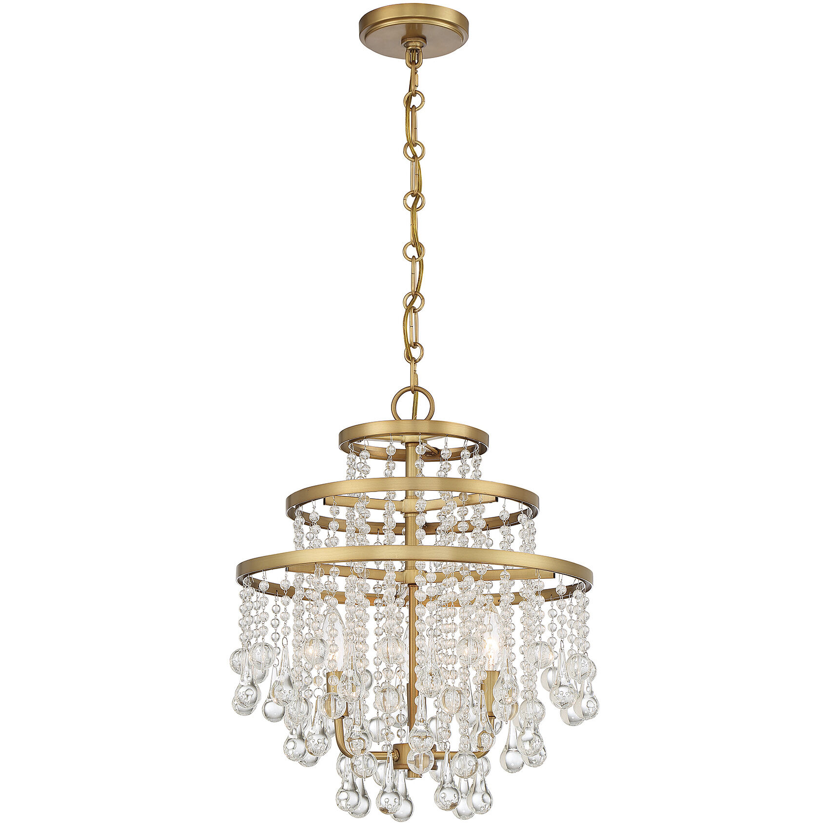Luna 3 Light 16 inch Warm Brass Mini Chandelier Ceiling Light