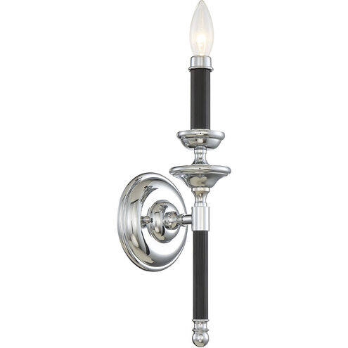 Davidson 1 Light 5 inch Matte Black with Polished Chrome Accents Wall Sconce Wall Light