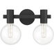 Wright 2 Light 15.5 inch Black Bathroom Vanity Light Wall Light