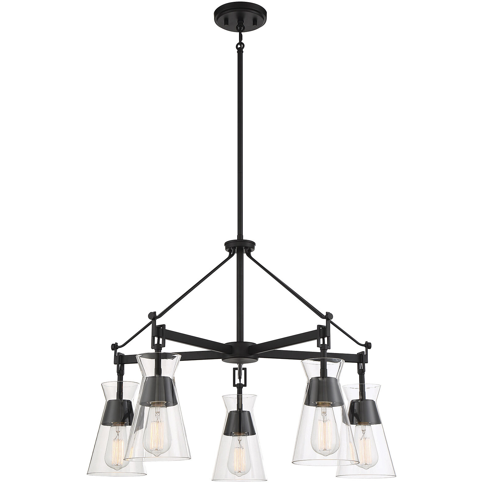Lakewood 5 Light 28 inch Matte Black Chandelier Ceiling Light, Essentials